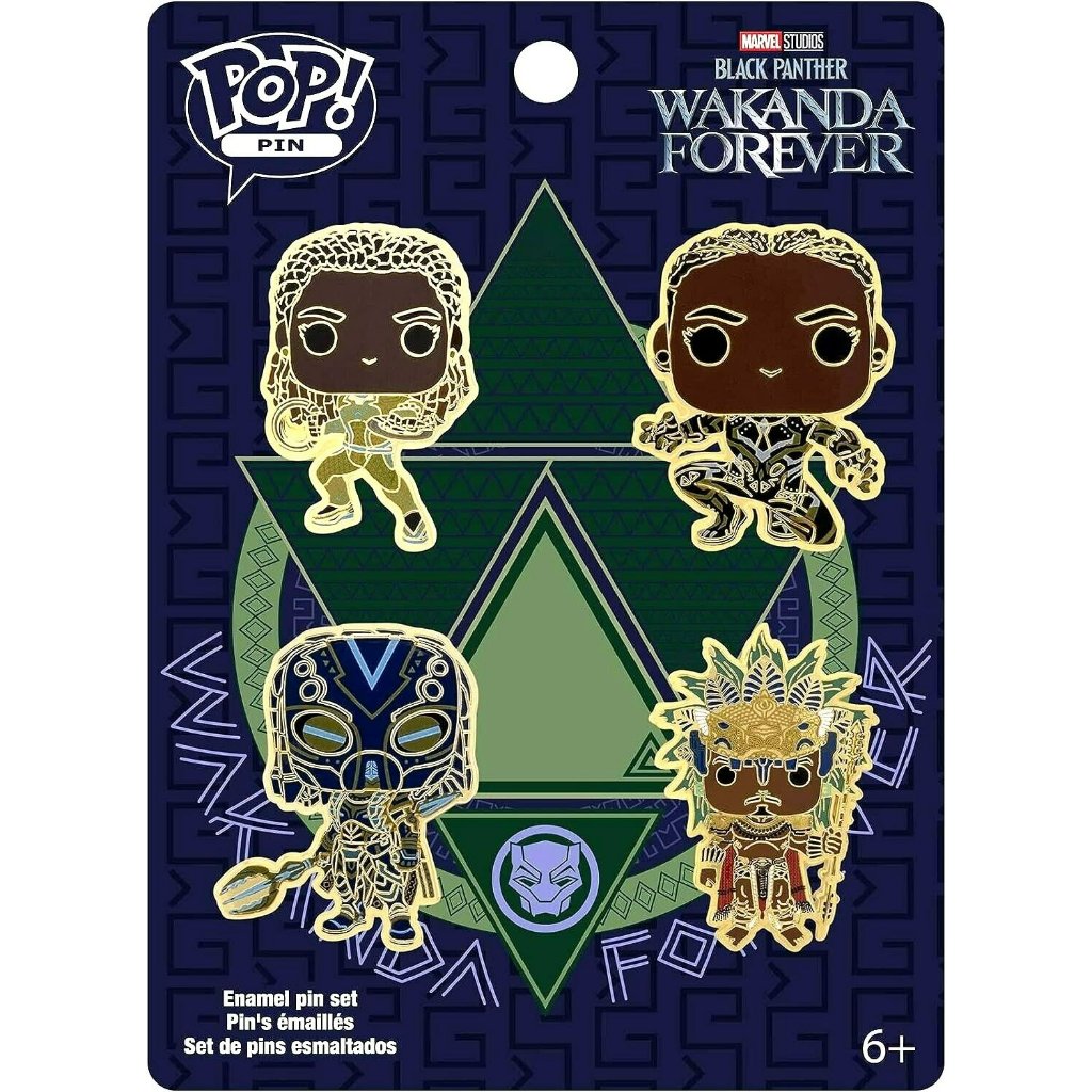 Marvel Black Panther Wakanda Forever Funko Pop Pin Enamel 4 Pin Set